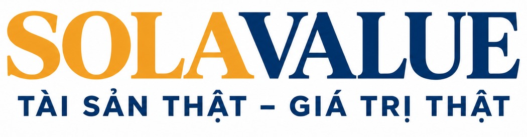 Logo chính thức SOLAVALUE và khẩu hiệu Tài sản thật - Giá trị thật